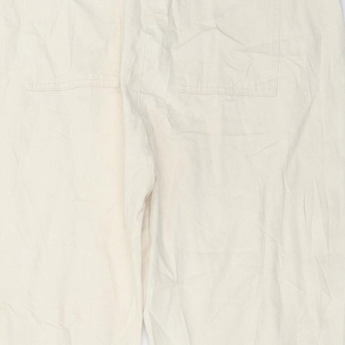 Marks and Spencer Womens Ivory Cotton Cropped Jeans Size 42 in L25 in Regular Button