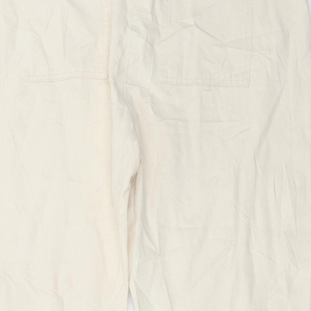 Marks and Spencer Womens Ivory Cotton Cropped Jeans Size 42 in L25 in Regular Button