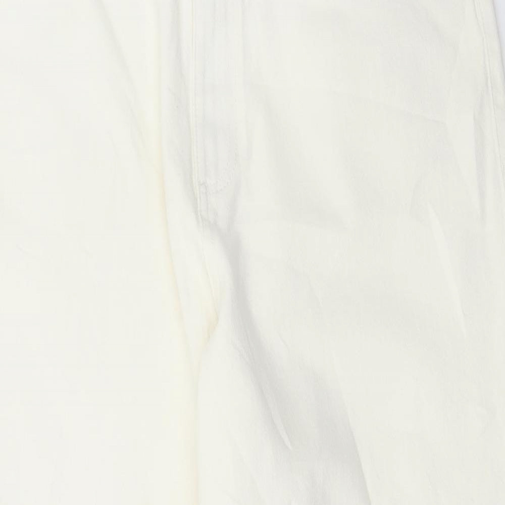 Marks and Spencer Womens White Cotton Cropped Jeans Size 18 L25 in Regular Button