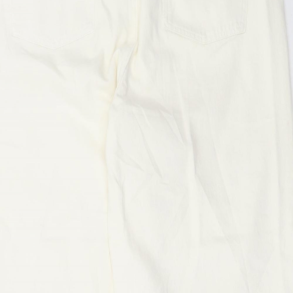 Marks and Spencer Womens White Cotton Cropped Jeans Size 18 L25 in Regular Button