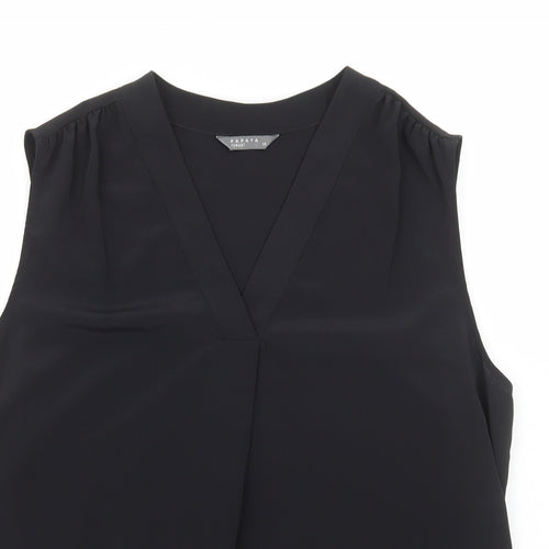 Matalan Womens Black Polyester Basic Blouse Size 14 V-Neck