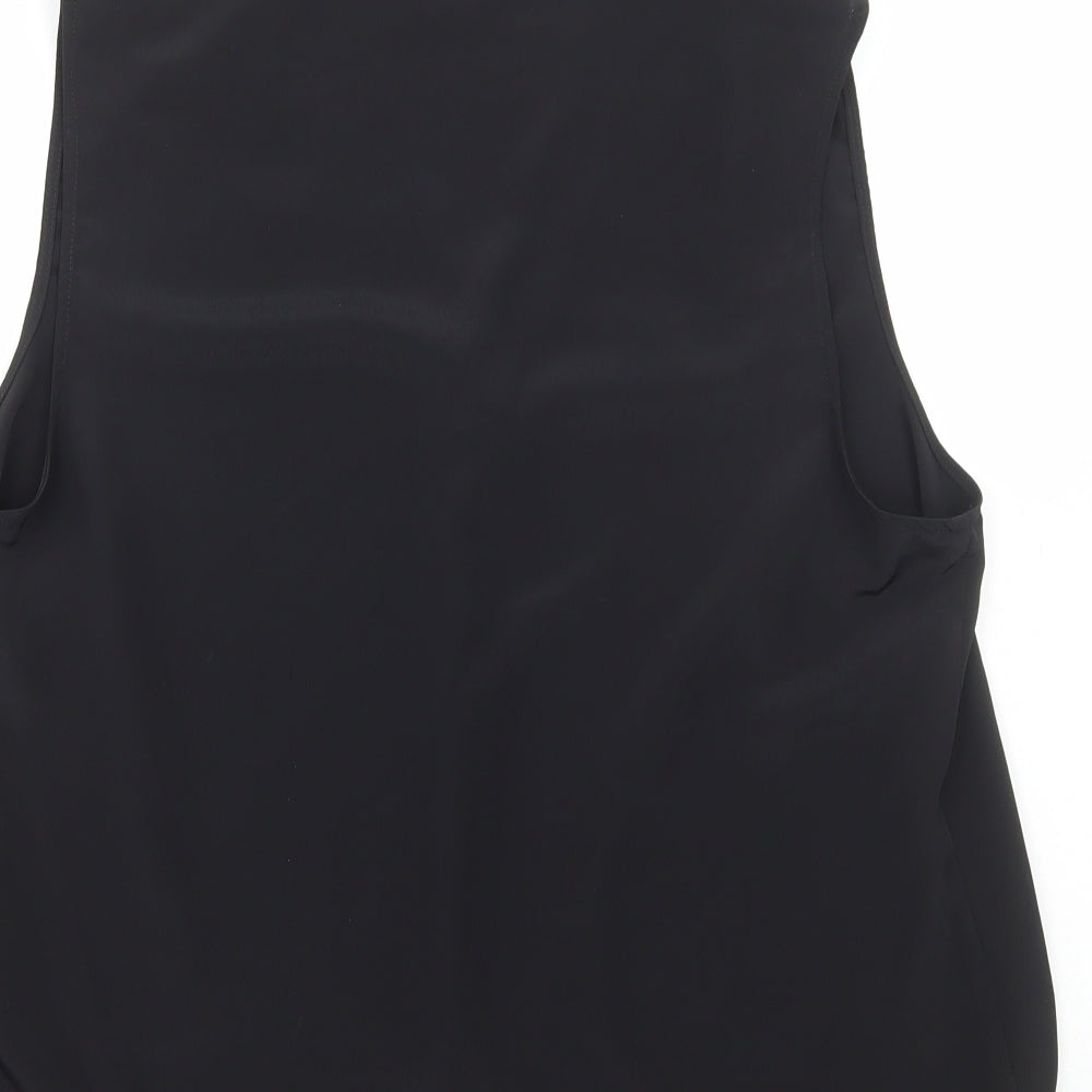 Matalan Womens Black Polyester Basic Blouse Size 14 V-Neck
