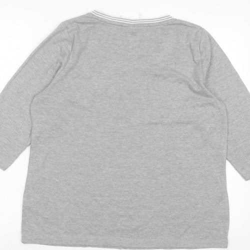Bonmarché Womens Grey Polyester Basic T-Shirt Size M Crew Neck
