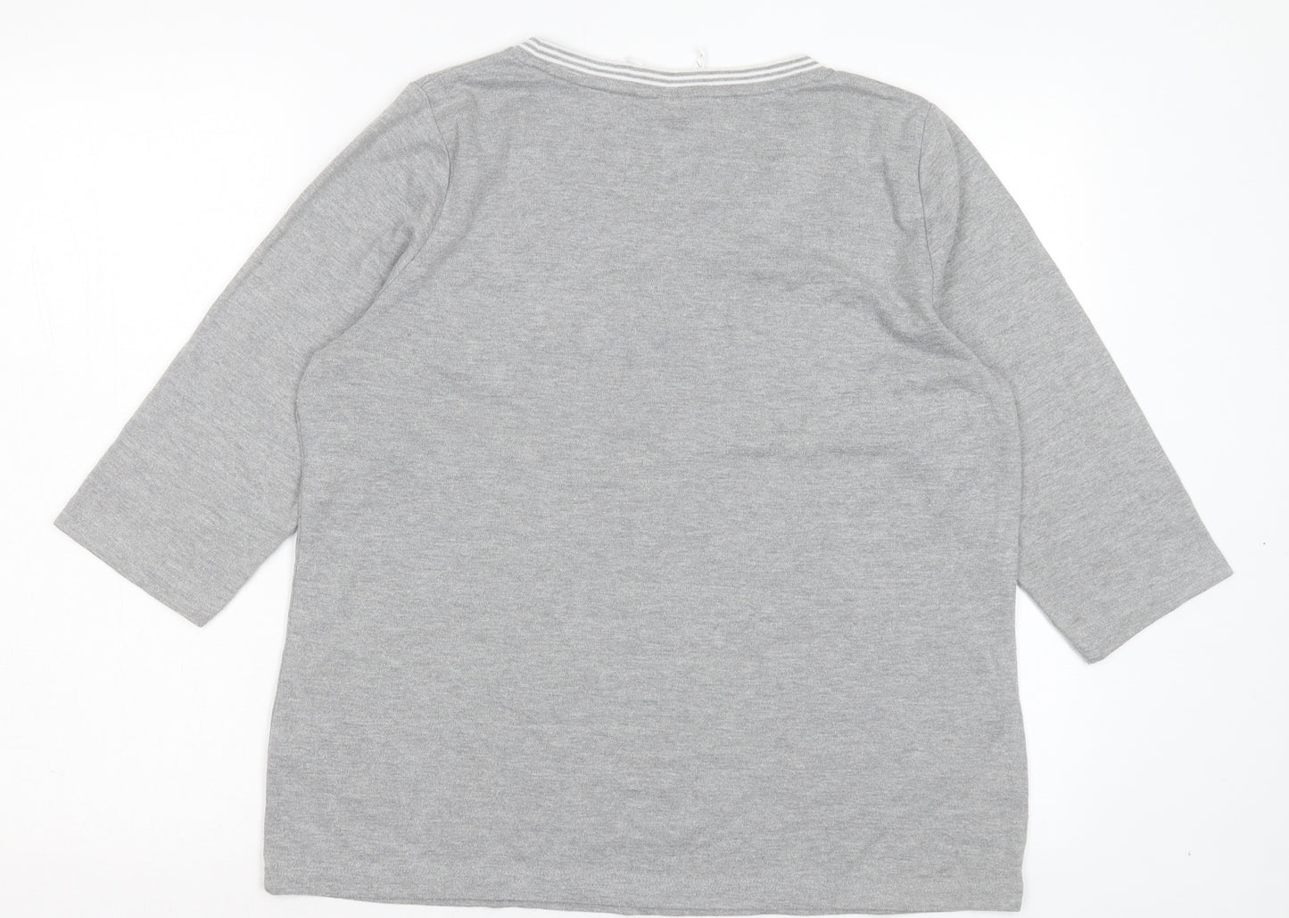Bonmarché Womens Grey Polyester Basic T-Shirt Size M Crew Neck