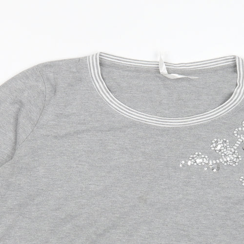 Bonmarché Womens Grey Polyester Basic T-Shirt Size M Crew Neck