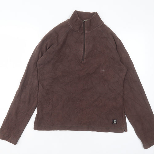 Roots Womens Brown Cotton Pullover Sweatshirt Size M Zip