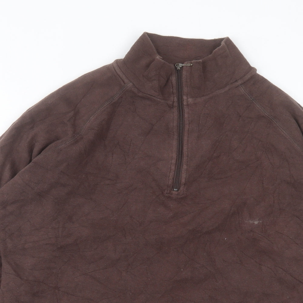 Roots Womens Brown Cotton Pullover Sweatshirt Size M Zip