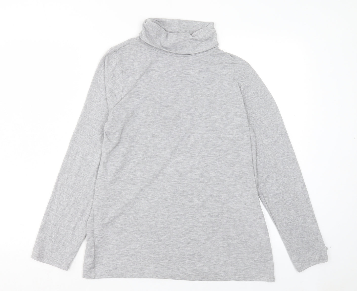 George Womens Grey Polyester Basic T-Shirt Size 16 Roll Neck