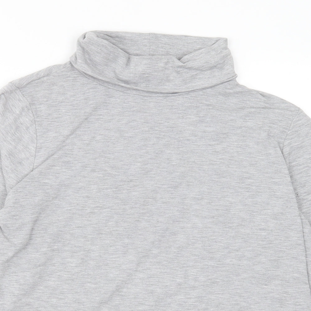 George Womens Grey Polyester Basic T-Shirt Size 16 Roll Neck