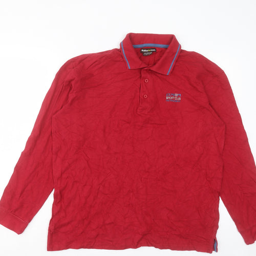 Atlas Mens Red Cotton Polo Size M Collared Button