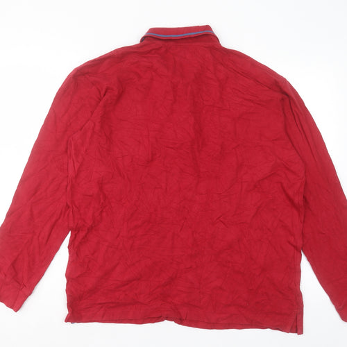 Atlas Mens Red Cotton Polo Size M Collared Button