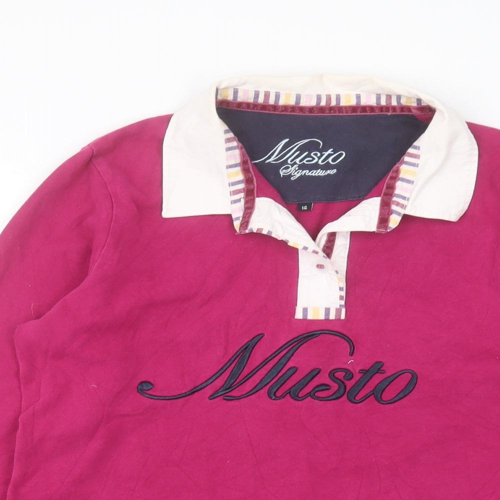 MUSTO Womens Purple Cotton Basic Polo Size 14 Collared