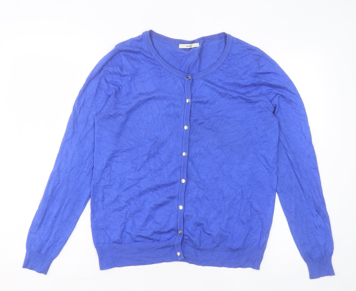 George Womens Blue Collared Viscose Cardigan Jumper Size 14