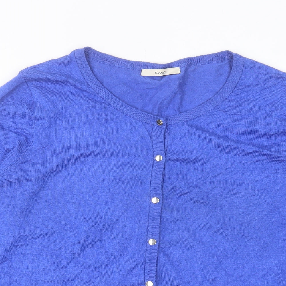 George Womens Blue Collared Viscose Cardigan Jumper Size 14