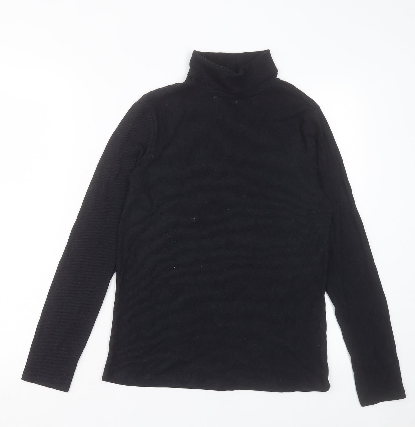 George Womens Black Cotton Basic T-Shirt Size 12 Roll Neck