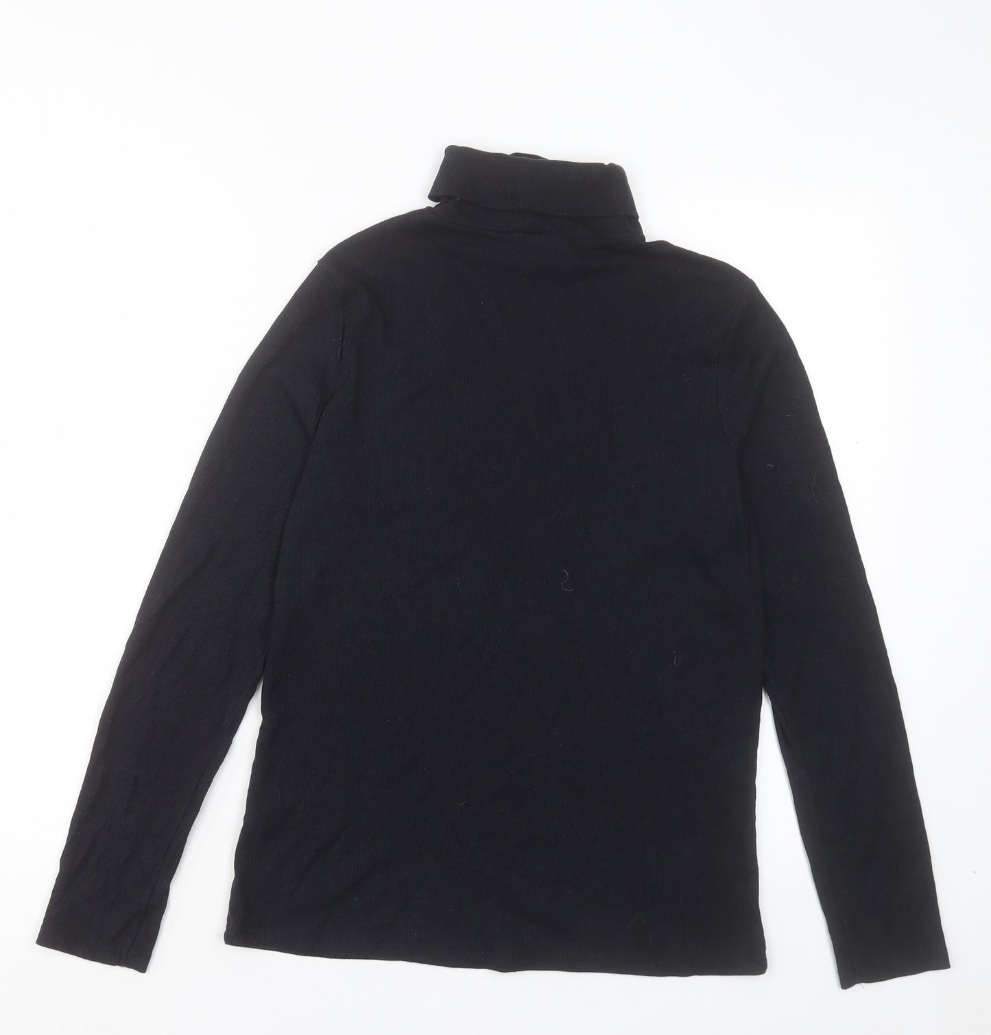 George Womens Black Cotton Basic T-Shirt Size 12 Roll Neck