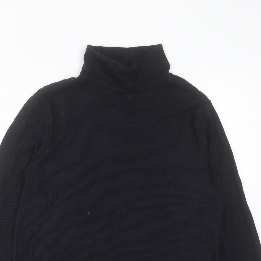 George Womens Black Cotton Basic T-Shirt Size 12 Roll Neck