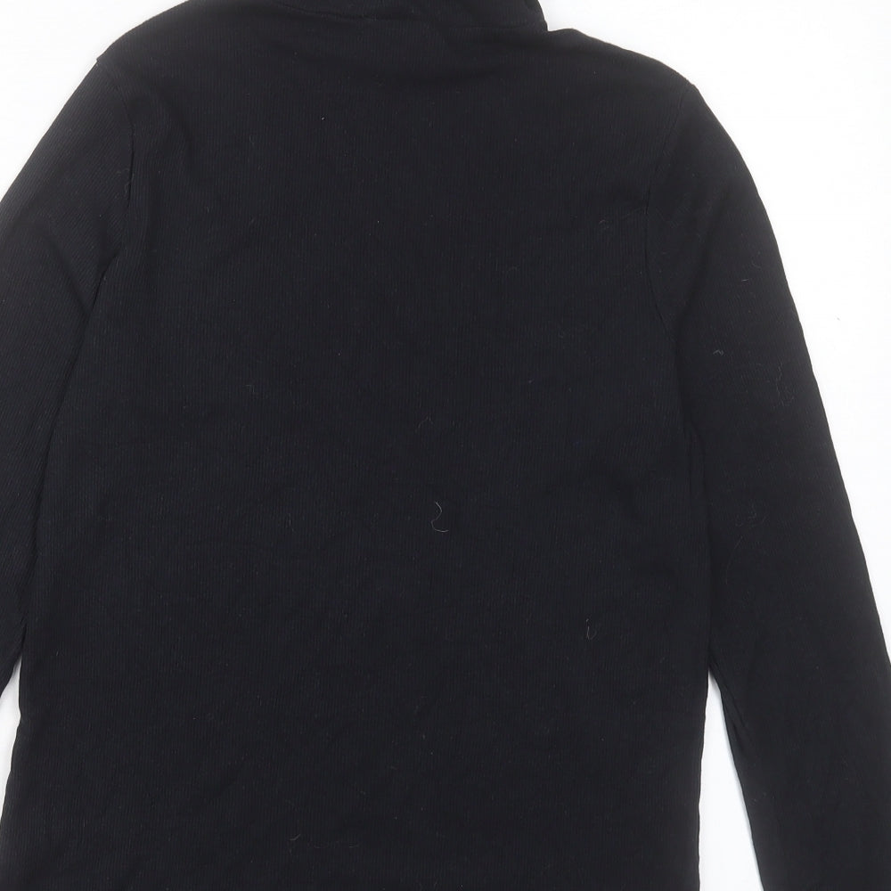 George Womens Black Cotton Basic T-Shirt Size 12 Roll Neck