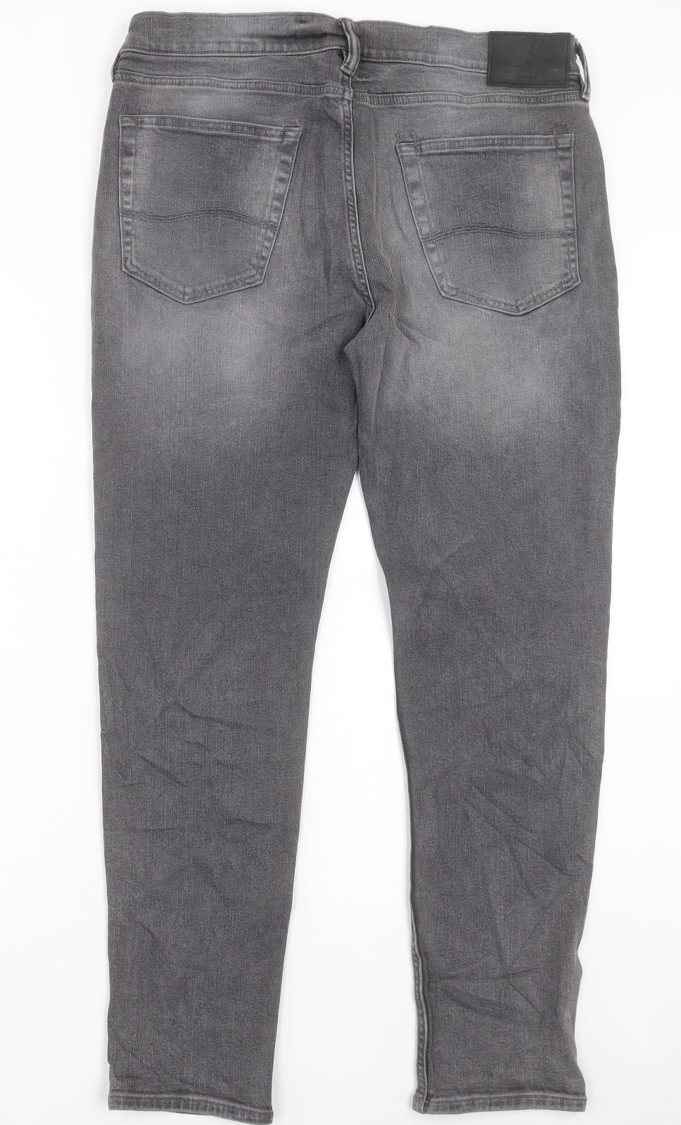 Marks and Spencer Mens Grey Cotton Skinny Jeans Size 36 in L29 in Regular Button - Short Leg