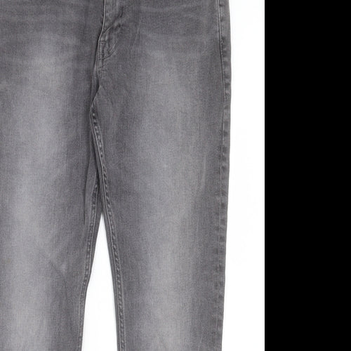 Marks and Spencer Mens Grey Cotton Skinny Jeans Size 36 in L29 in Regular Button - Short Leg
