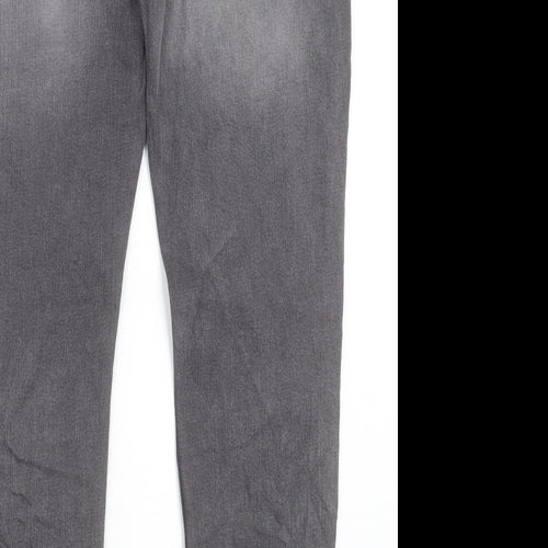 Marks and Spencer Mens Grey Cotton Skinny Jeans Size 36 in L29 in Regular Button - Short Leg