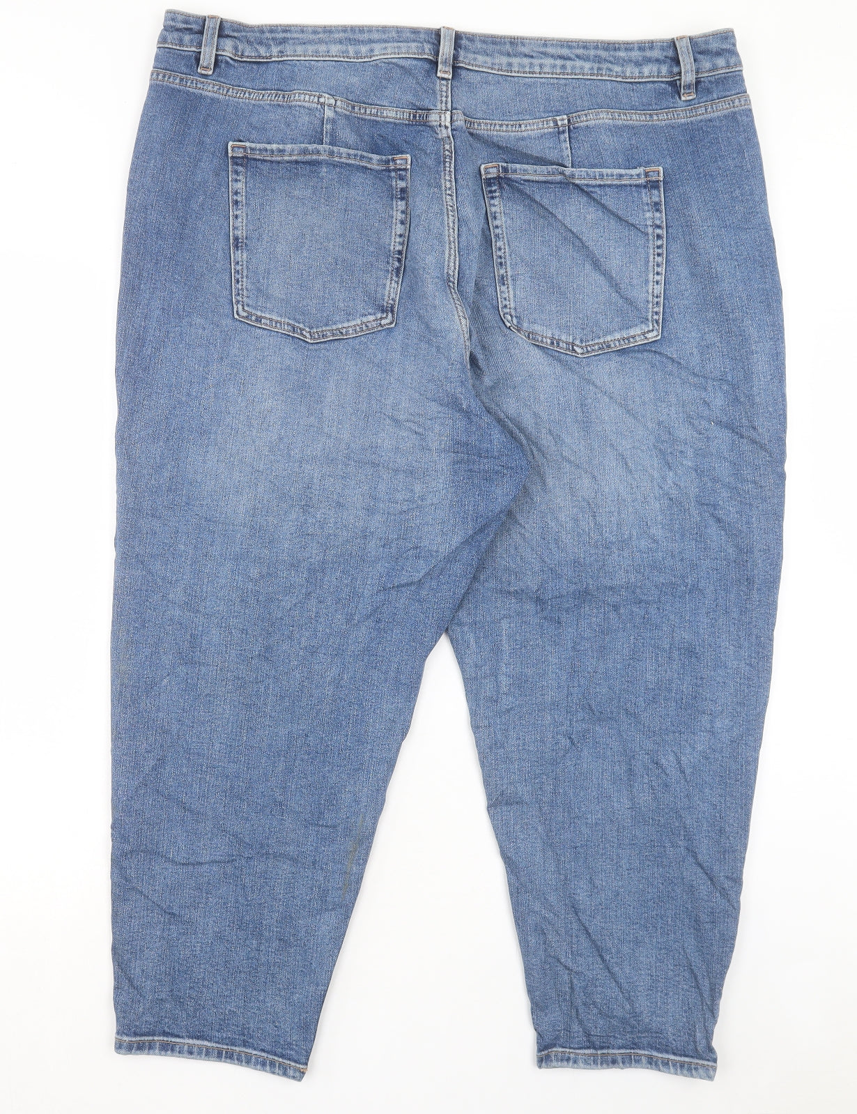 Marks and Spencer Womens Blue Floral Cotton Mom Jeans Size 22 L25 in Regular Button