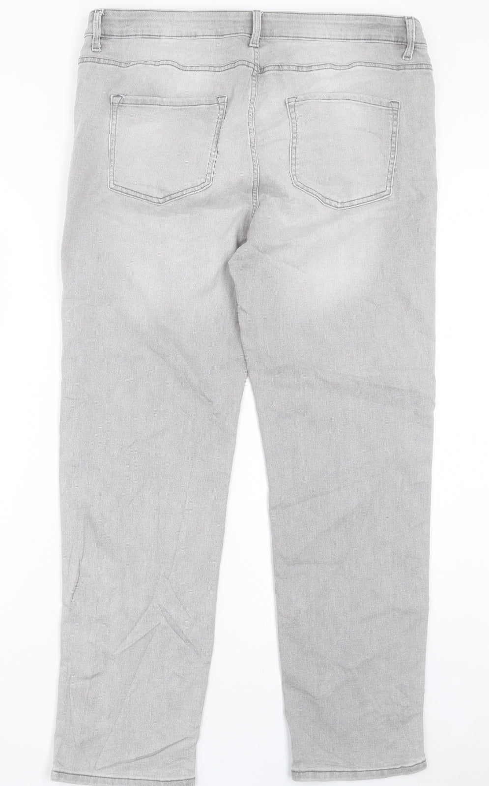 Marks and Spencer Womens Grey Cotton Straight Jeans Size 18 L29 in Regular Button