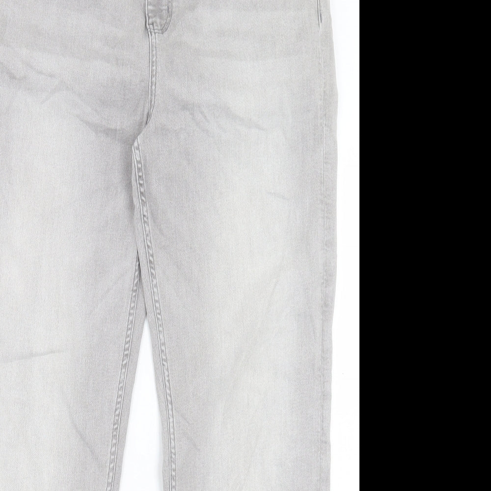 Marks and Spencer Womens Grey Cotton Straight Jeans Size 18 L29 in Regular Button