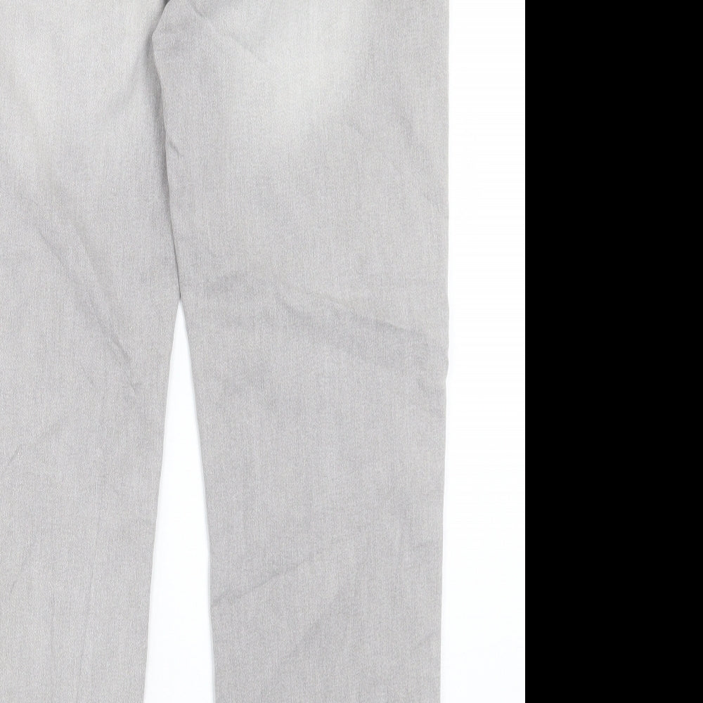 Marks and Spencer Womens Grey Cotton Straight Jeans Size 18 L29 in Regular Button
