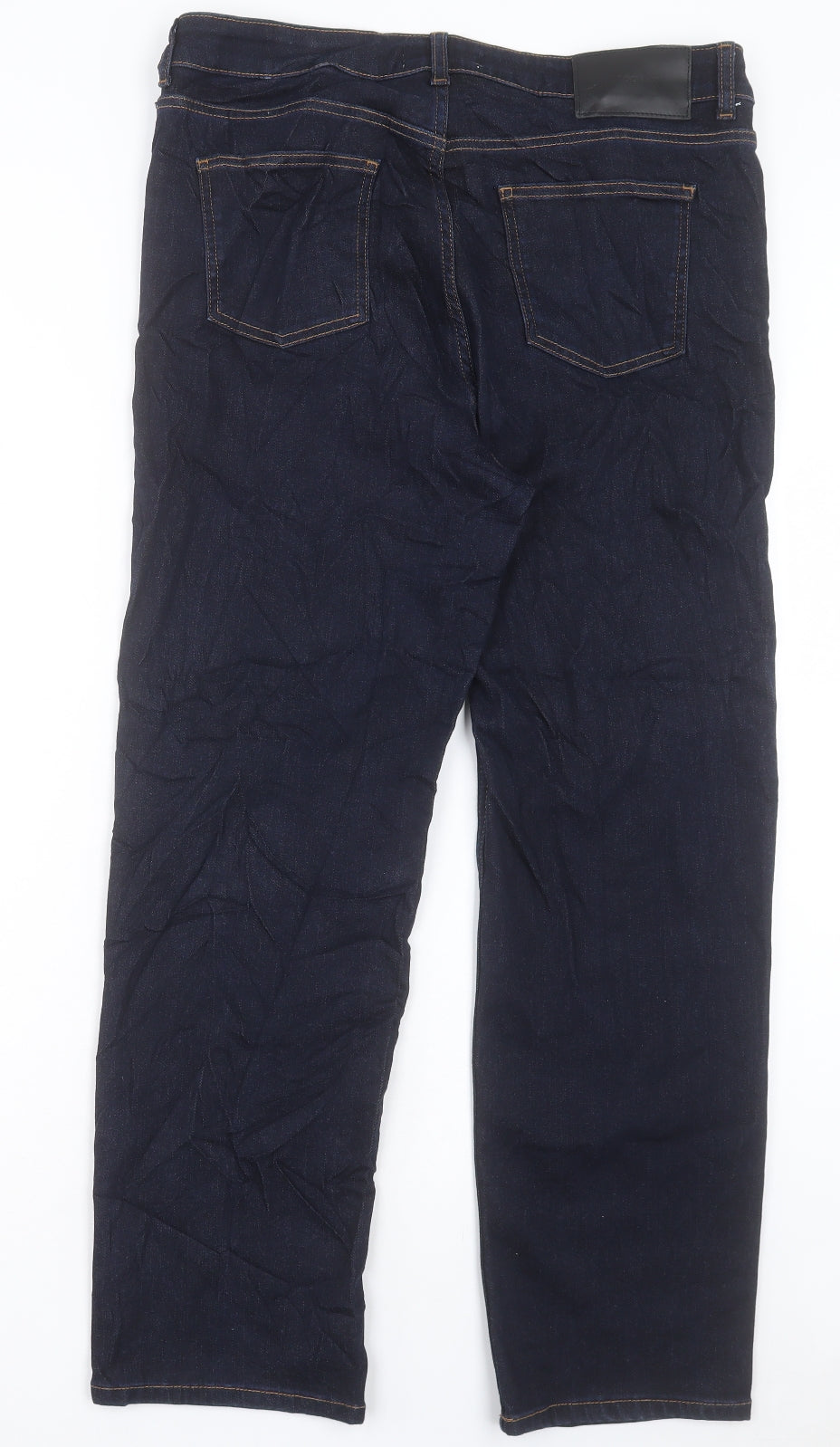 Autograph Womens Blue Cotton Straight Jeans Size 16 L28 in Regular Button