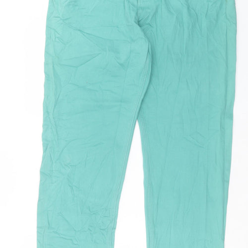 Autograph Womens Green Cotton Straight Jeans Size 18 L32 in Regular Button