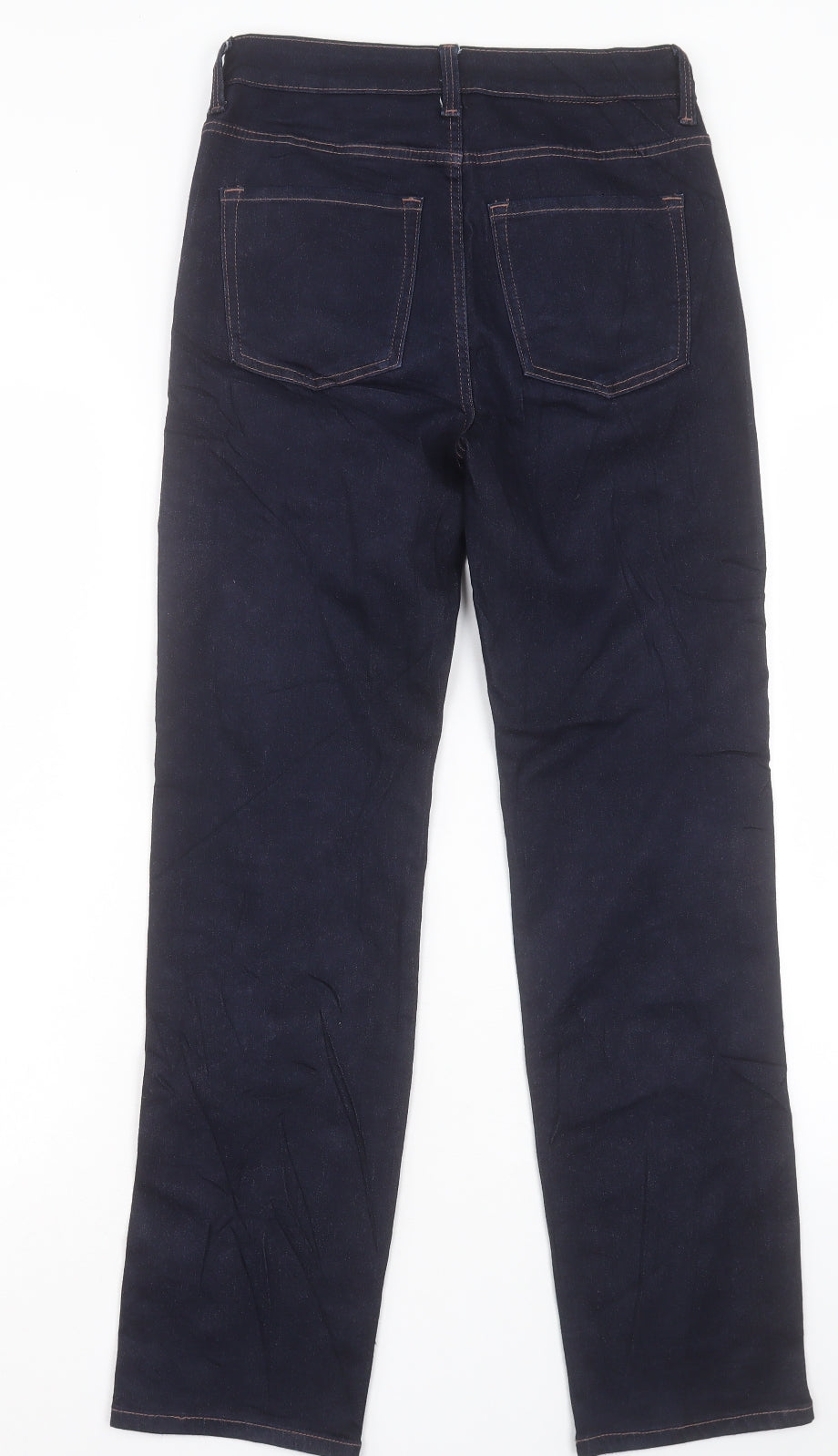 Marks and Spencer Womens Blue Cotton Straight Jeans Size 8 L29 in Regular Button