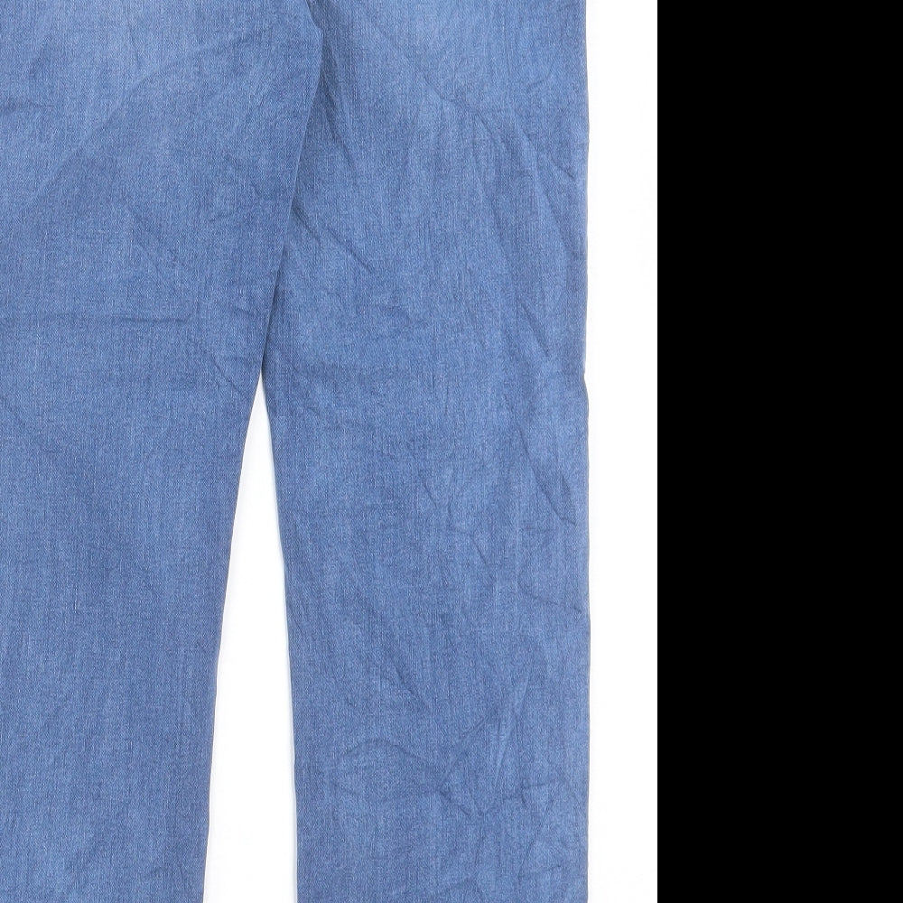 Marks and Spencer Womens Blue Cotton Straight Jeans Size 14 L26 in Regular Button