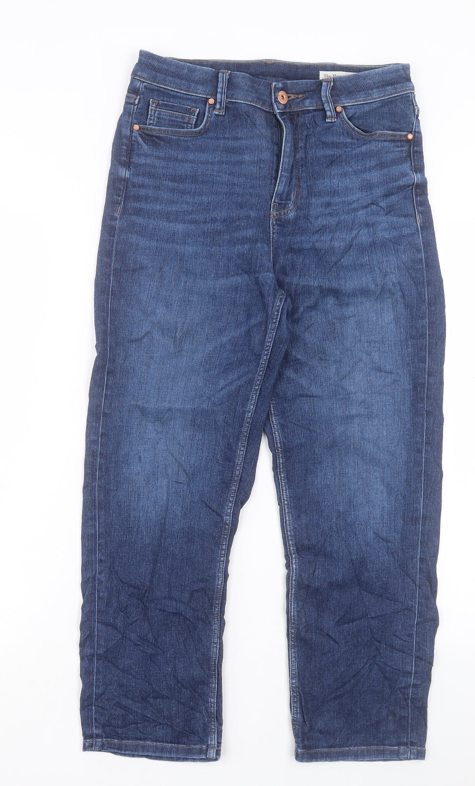 Marks and Spencer Womens Blue Cotton Straight Jeans Size 10 L24 in Regular Button