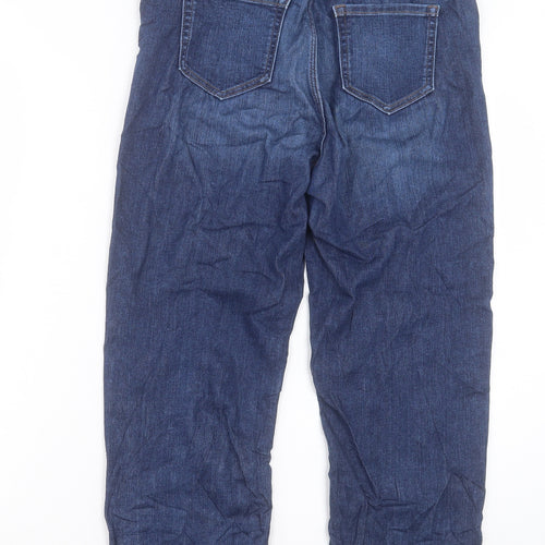 Marks and Spencer Womens Blue Cotton Straight Jeans Size 10 L24 in Regular Button