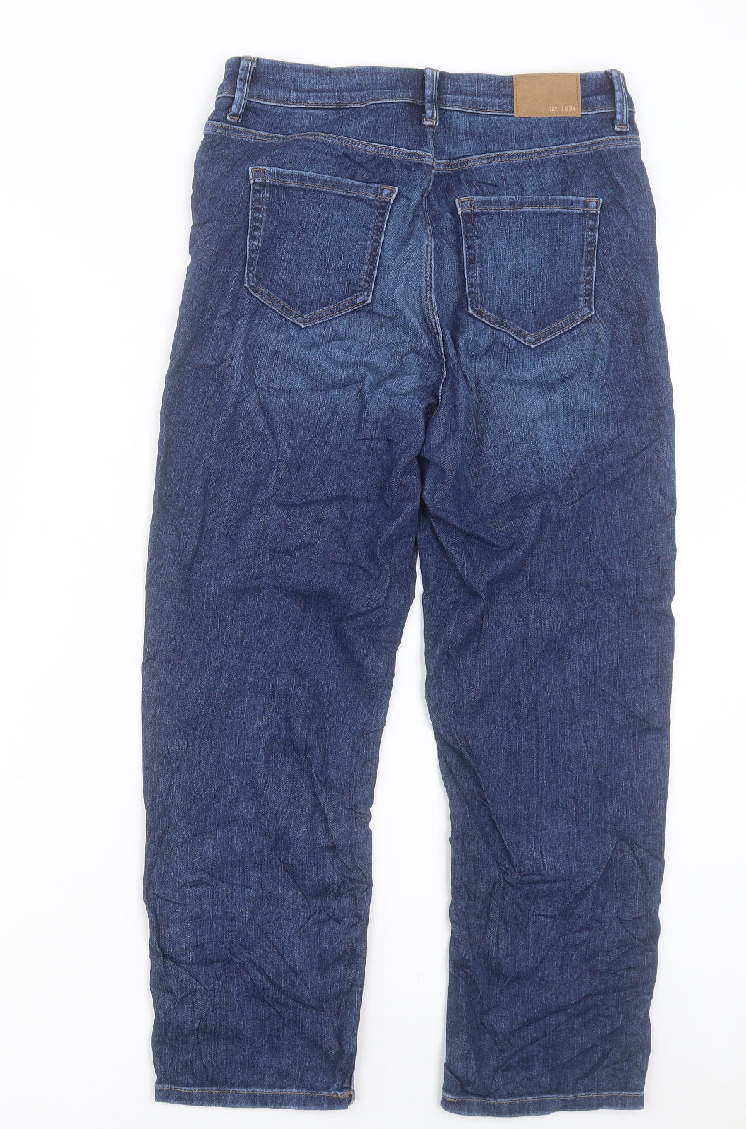 Marks and Spencer Womens Blue Cotton Straight Jeans Size 10 L24 in Regular Button