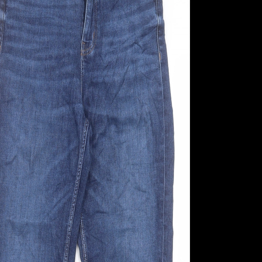Marks and Spencer Womens Blue Cotton Straight Jeans Size 10 L24 in Regular Button
