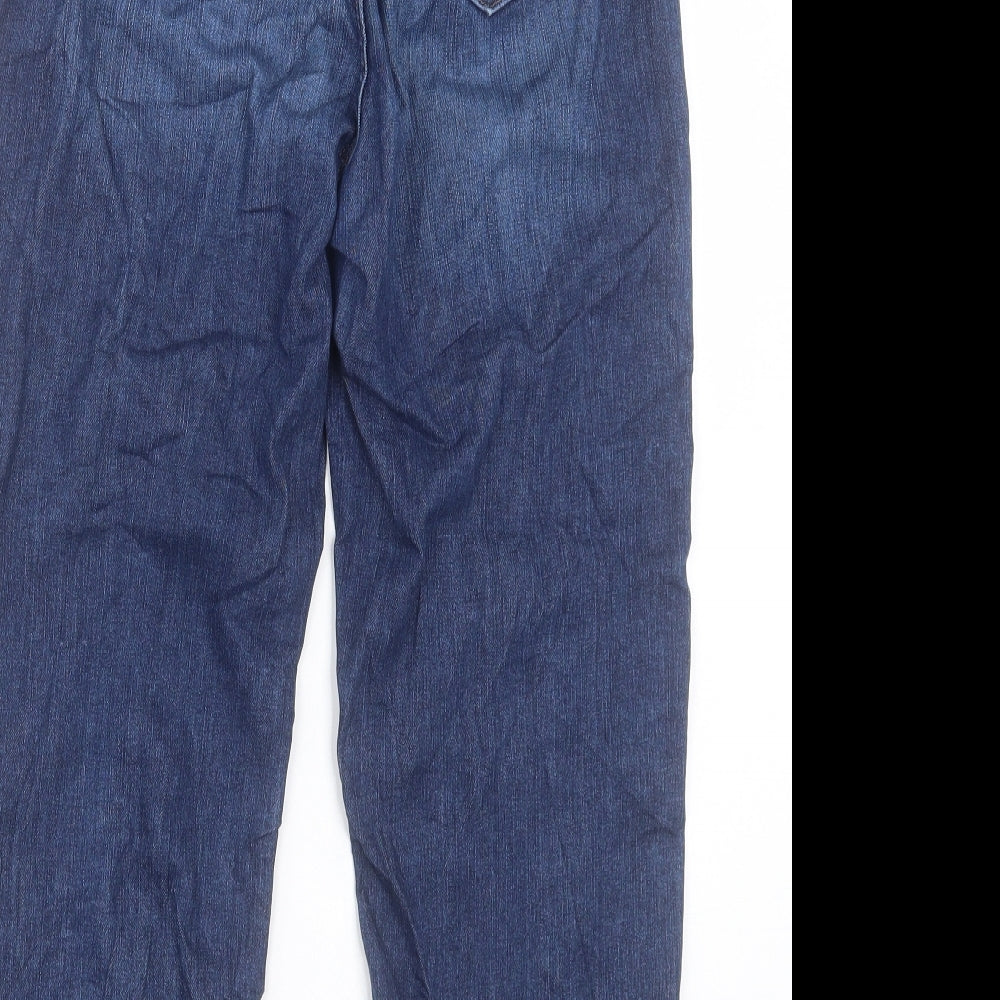 Marks and Spencer Womens Blue Cotton Straight Jeans Size 10 L24 in Regular Button