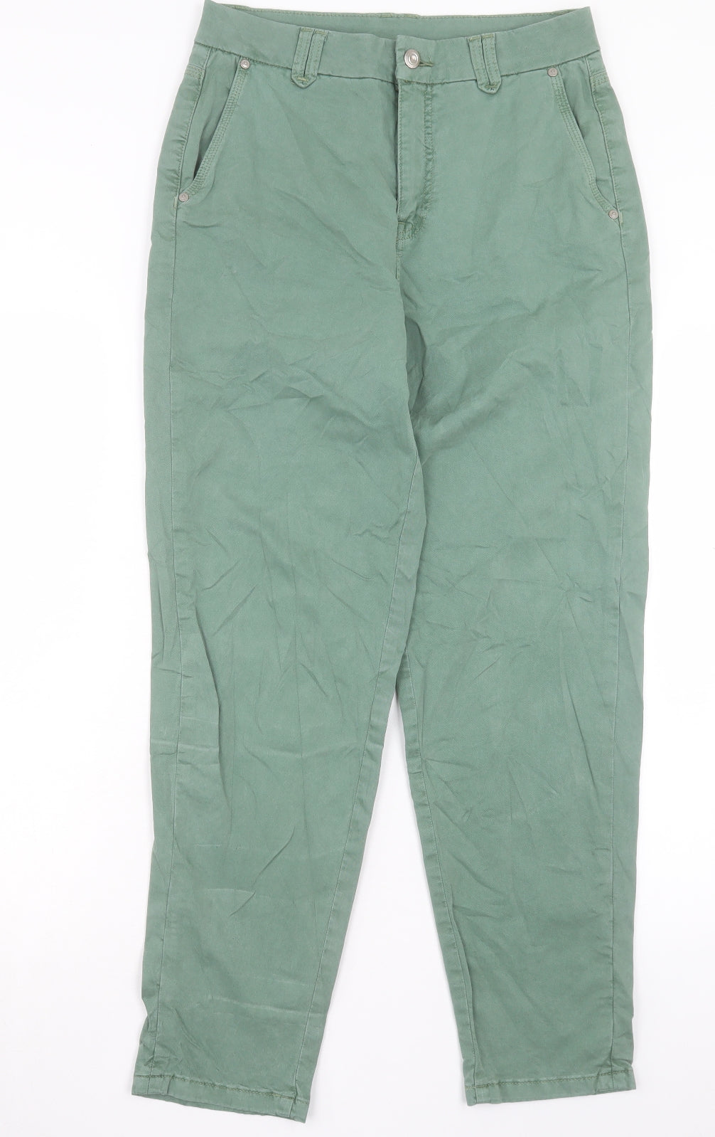 Per Una Womens Green Cotton Straight Jeans Size 10 L28 in Regular Button