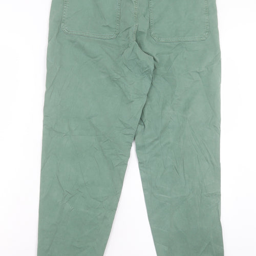Per Una Womens Green Cotton Straight Jeans Size 10 L28 in Regular Button
