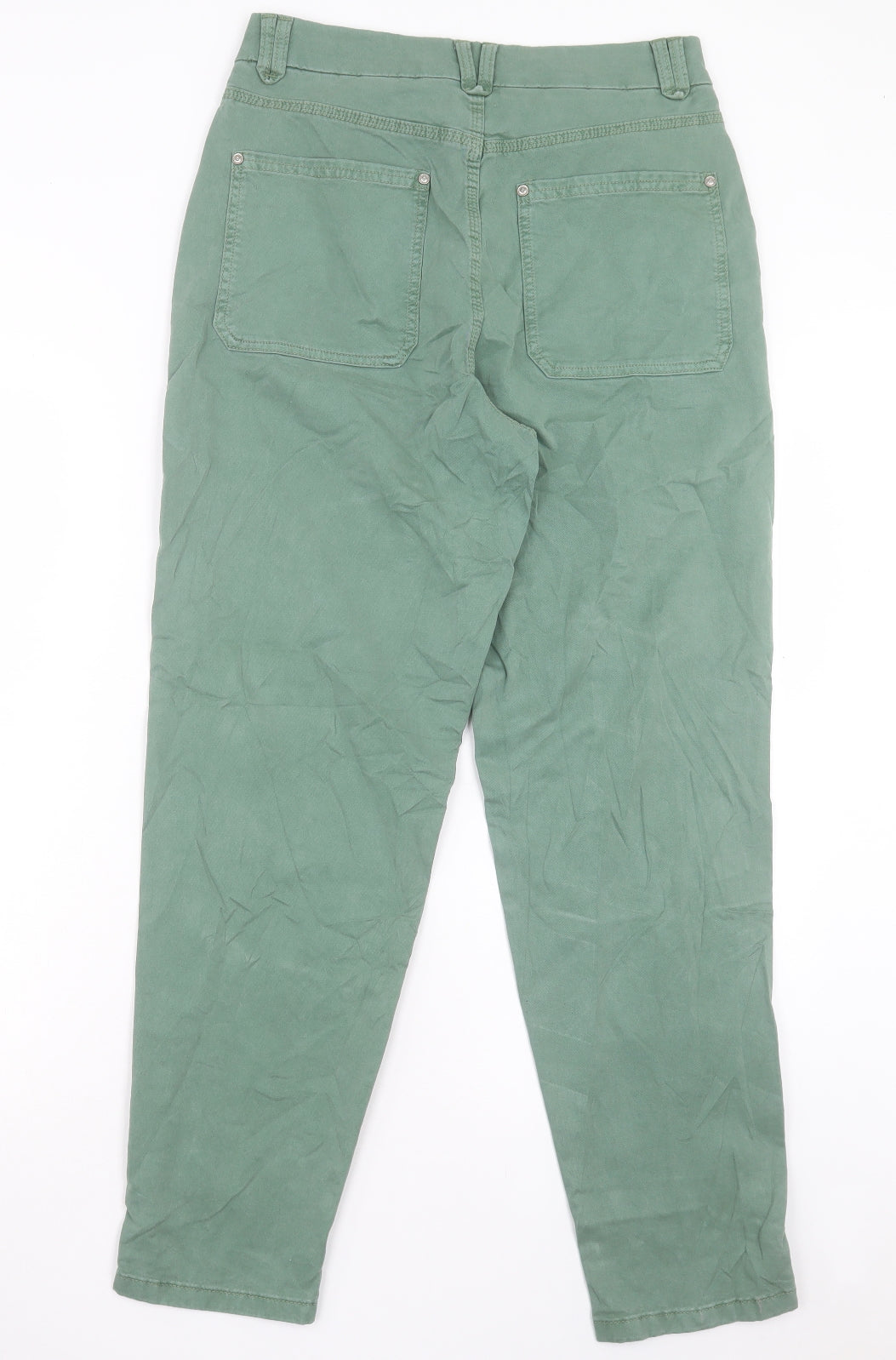 Per Una Womens Green Cotton Straight Jeans Size 10 L28 in Regular Button