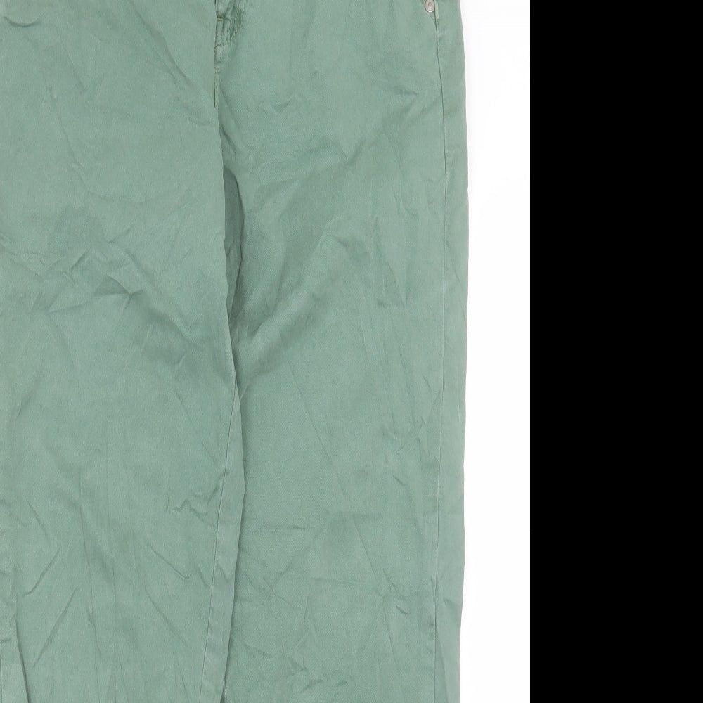 Per Una Womens Green Cotton Straight Jeans Size 10 L28 in Regular Button