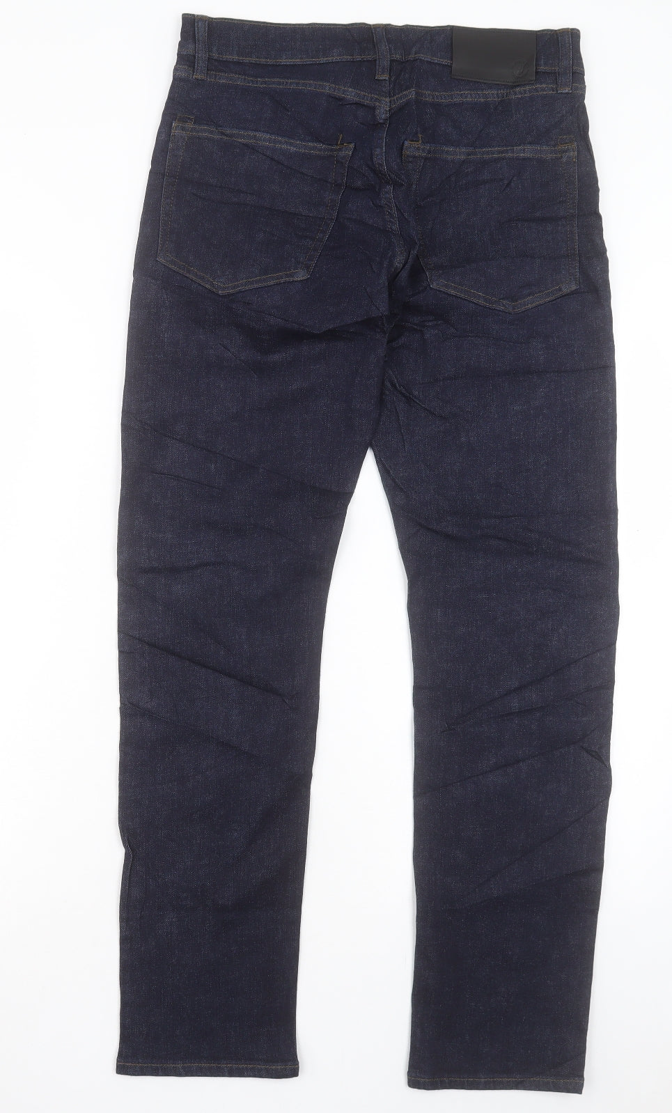 Marks and Spencer Mens Blue Cotton Straight Jeans Size 30 L31 in Slim Button