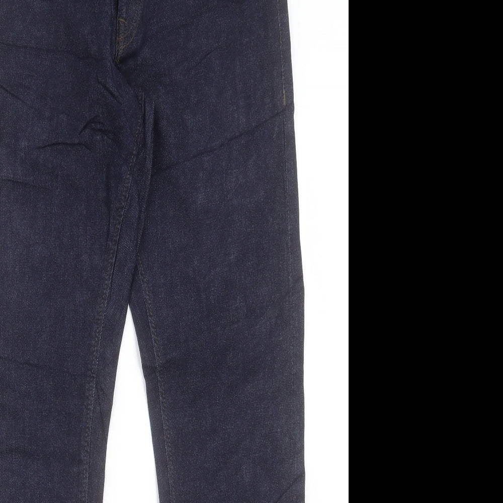 Marks and Spencer Mens Blue Cotton Straight Jeans Size 30 L31 in Slim Button