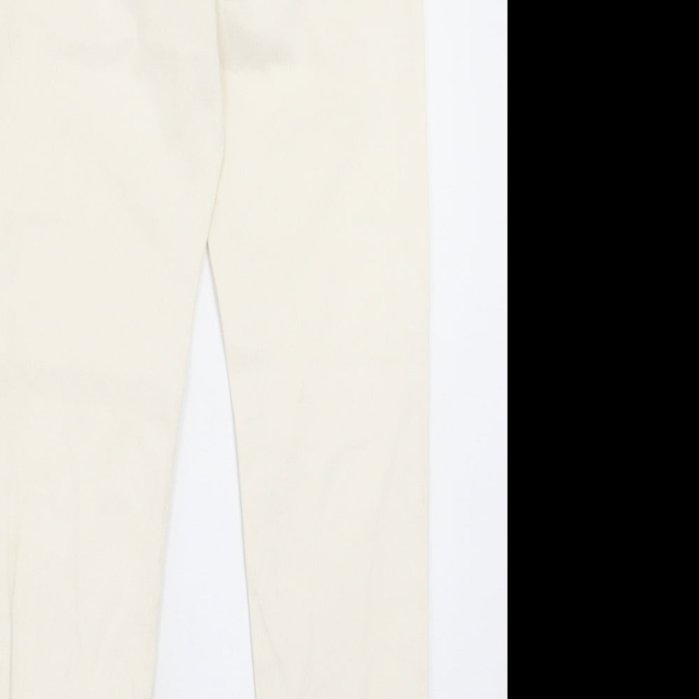 Marks and Spencer Womens Ivory Cotton Straight Jeans Size 8 L27 in Slim Button