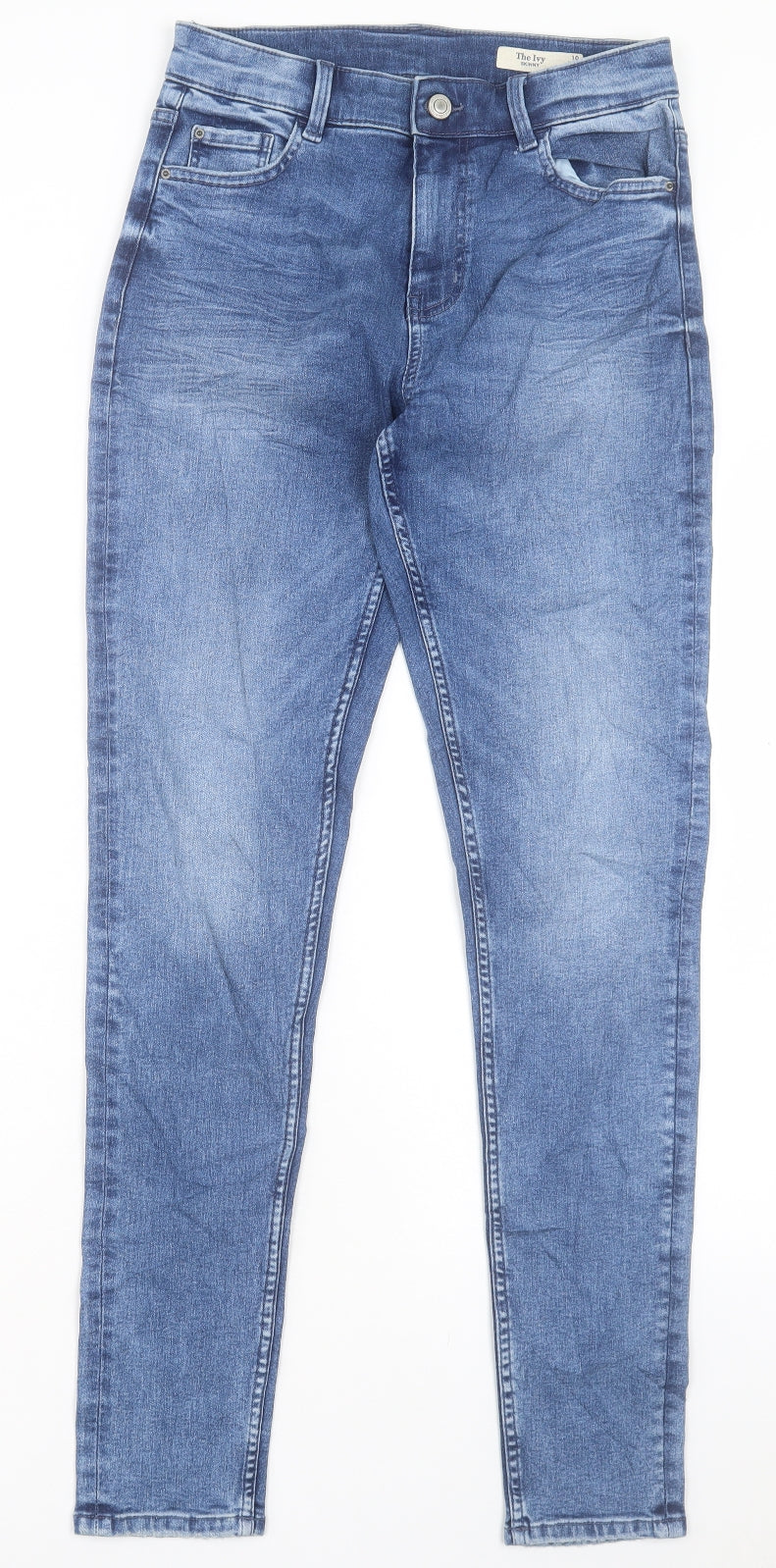 Marks and Spencer Womens Blue Cotton Skinny Jeans Size 10 L30 in Regular Button