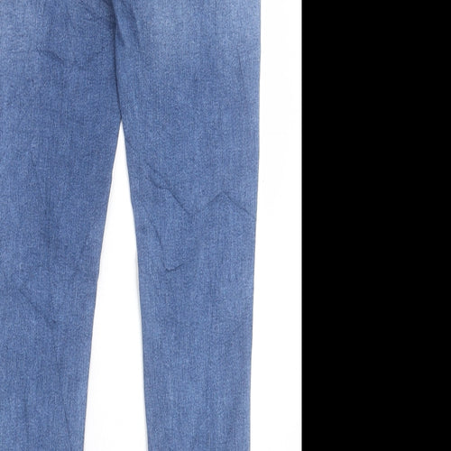 Marks and Spencer Womens Blue Cotton Skinny Jeans Size 10 L30 in Regular Button