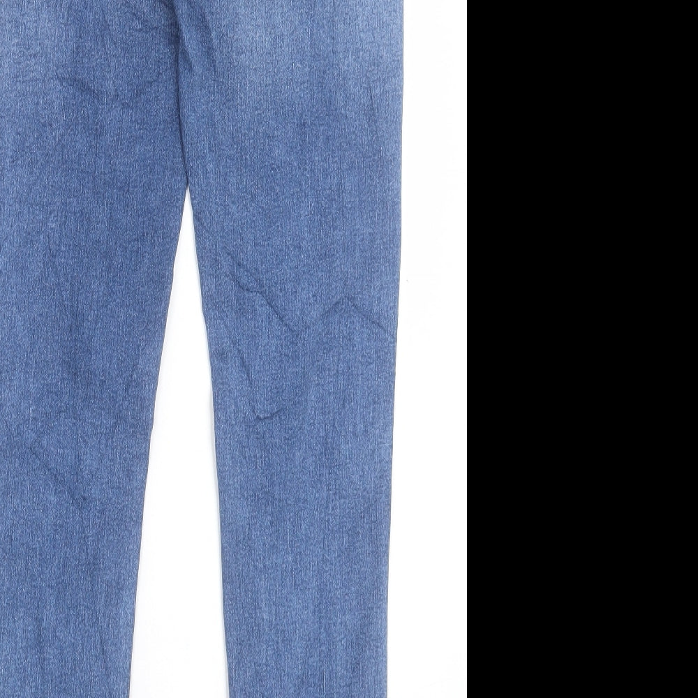 Marks and Spencer Womens Blue Cotton Skinny Jeans Size 10 L30 in Regular Button