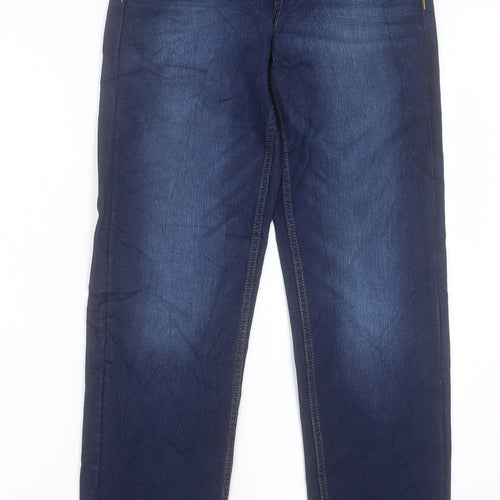 Marks and Spencer Womens Blue Cotton Straight Jeans Size 8 L30 in Regular Button