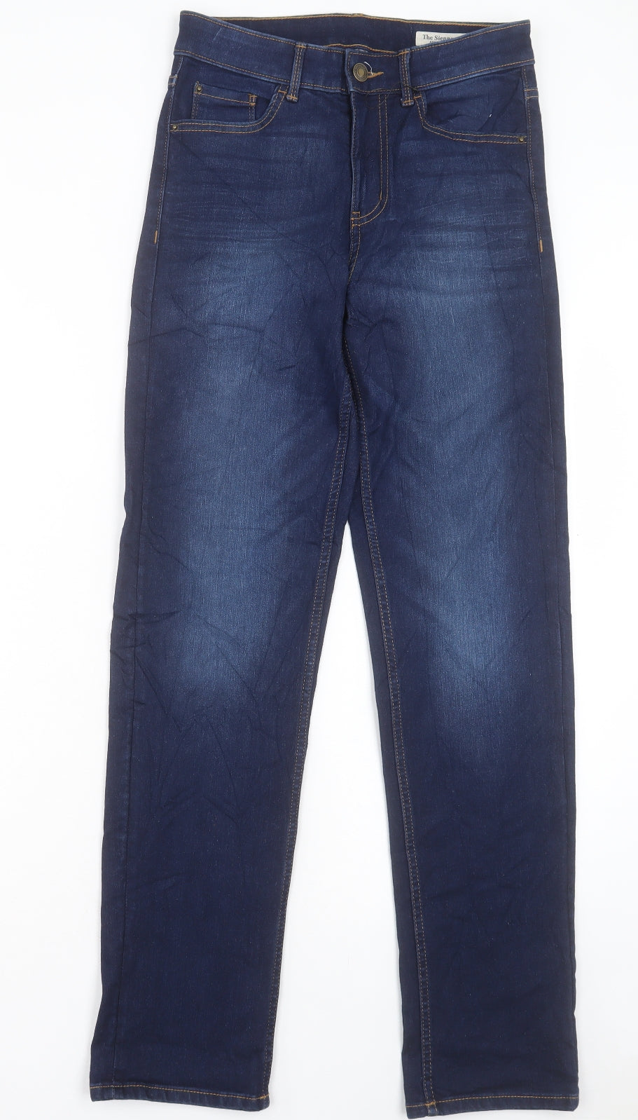 Marks and Spencer Womens Blue Cotton Straight Jeans Size 8 L30 in Regular Button